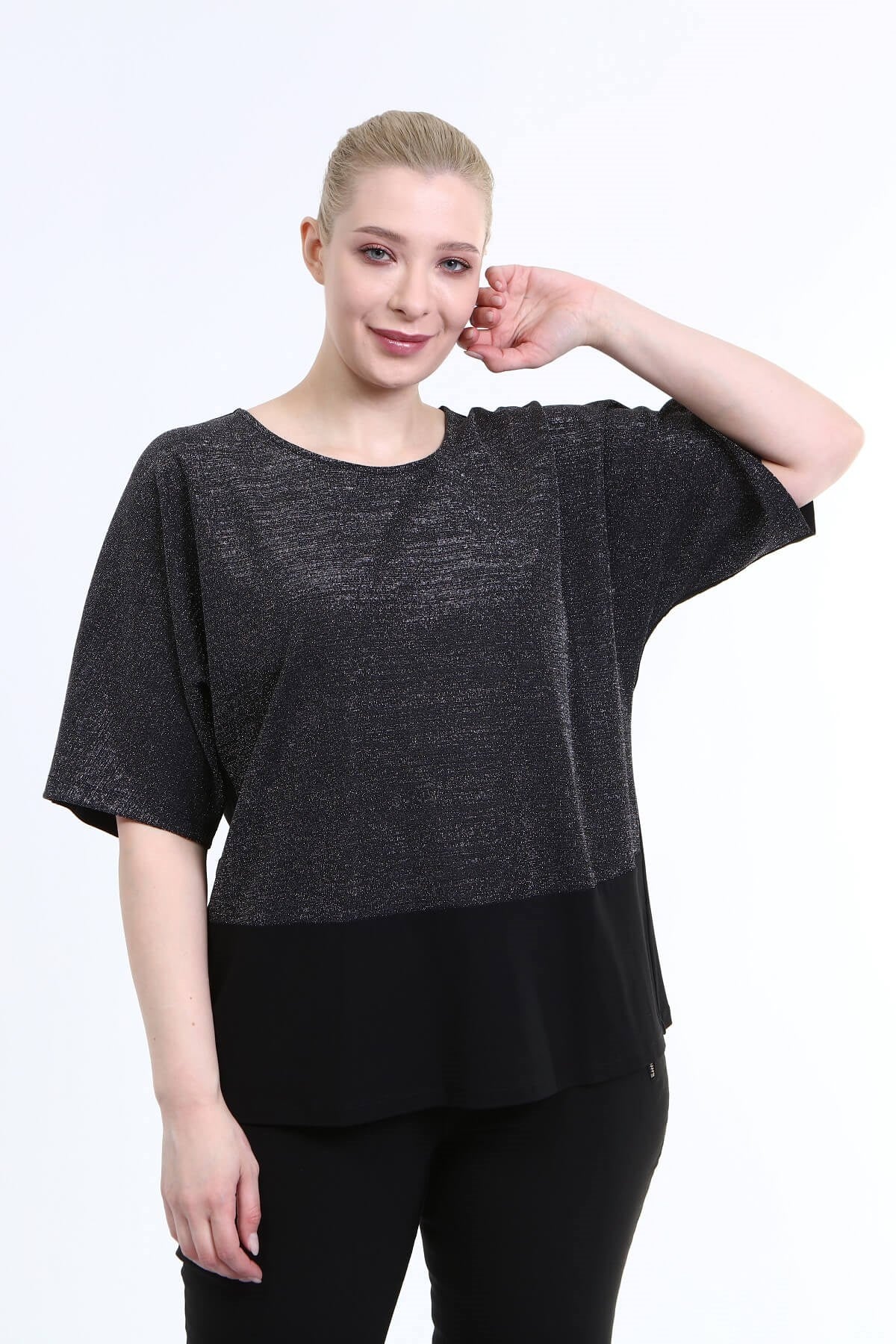 3/4 Kol Önü Simli Bluz