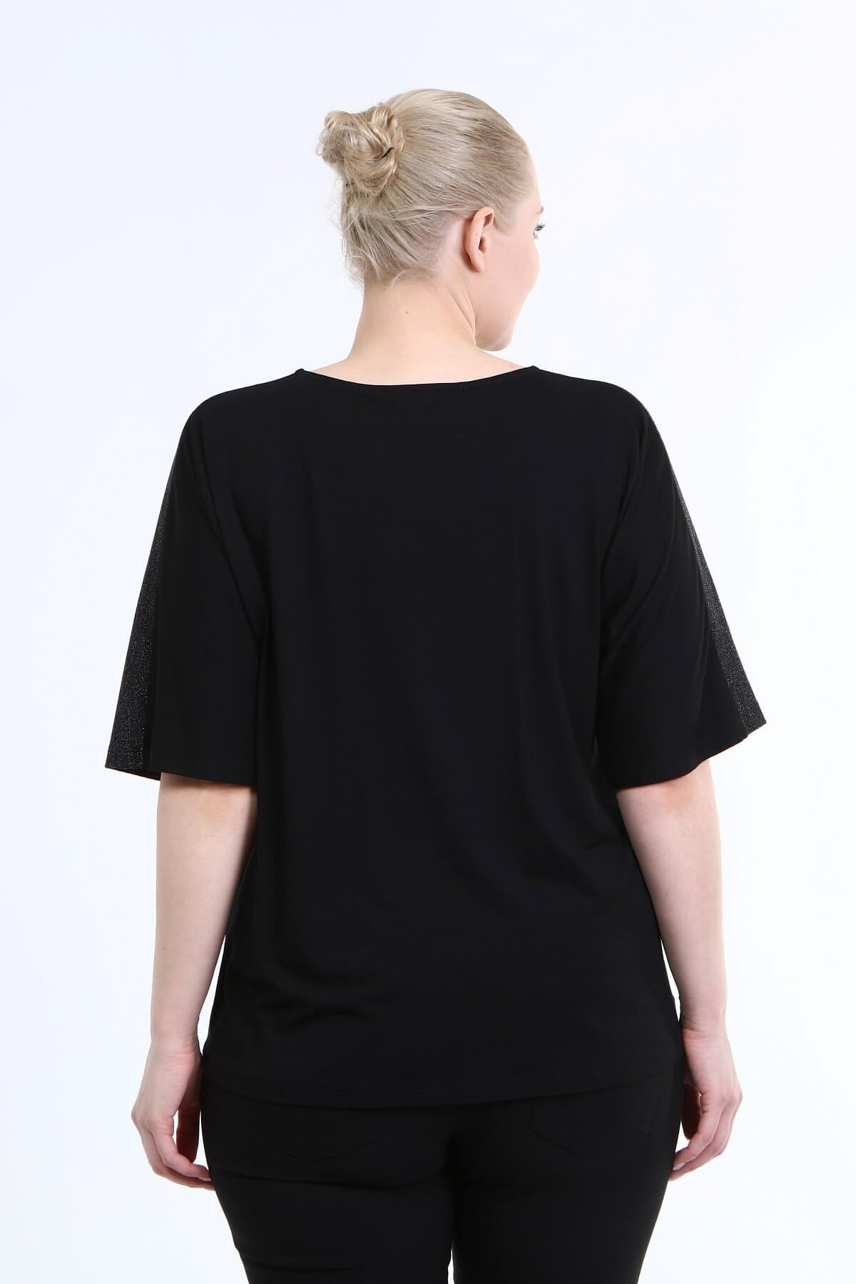 3/4 Kol Önü Simli Bluz