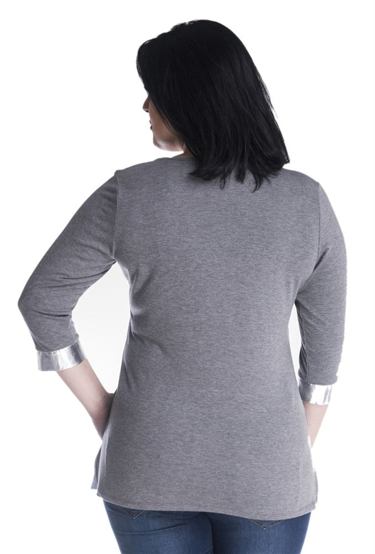 3/4 Kollu Garnili Örme Tişört