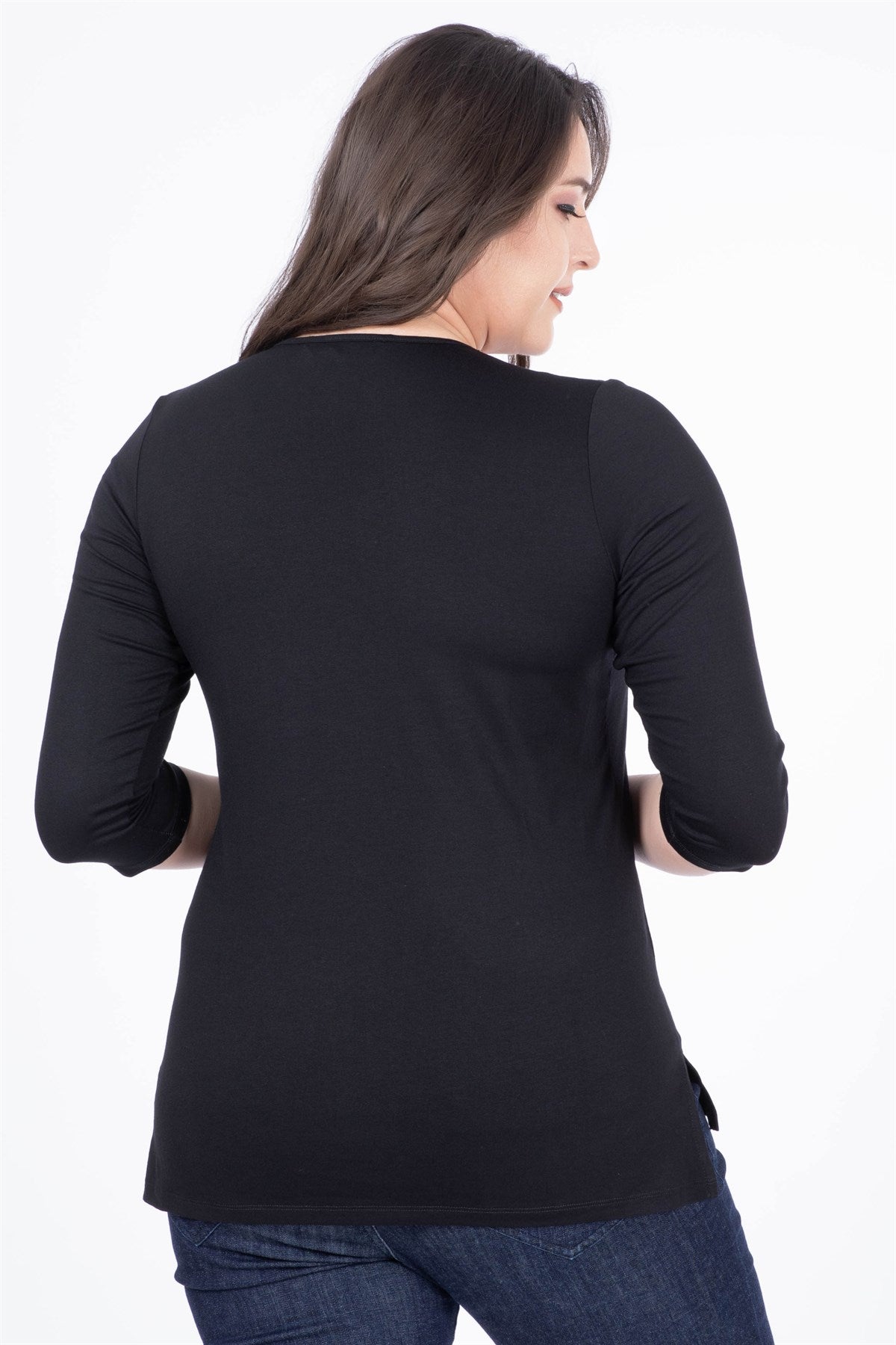 3/4 Kollu Parlak Cepli Tişört