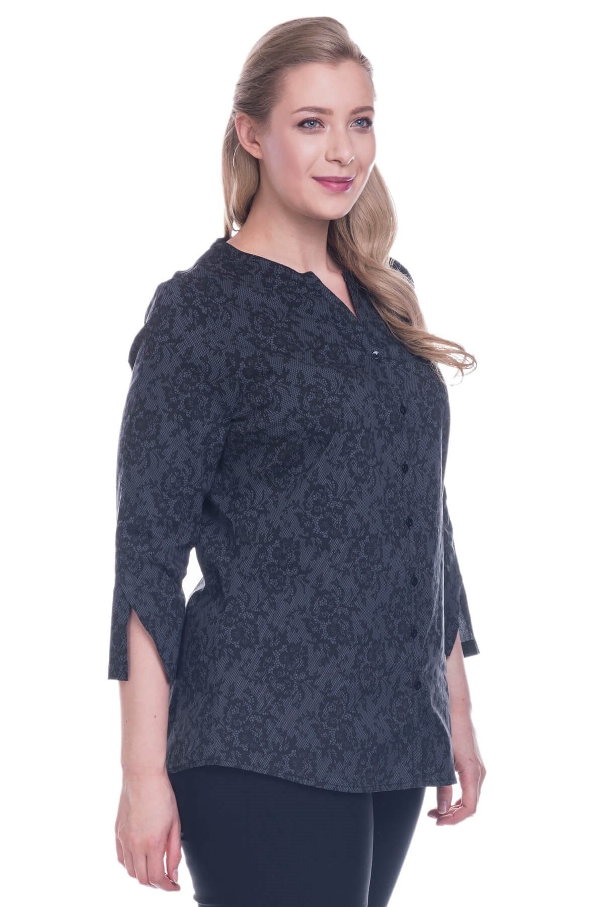 3/4 Kollu Strech Bluz