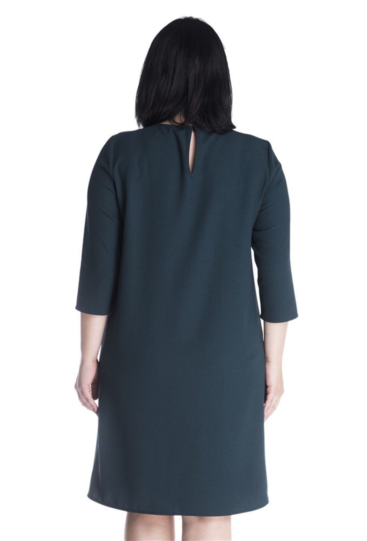 3/4 Kollu V Yakalı Kolyeli Elbise