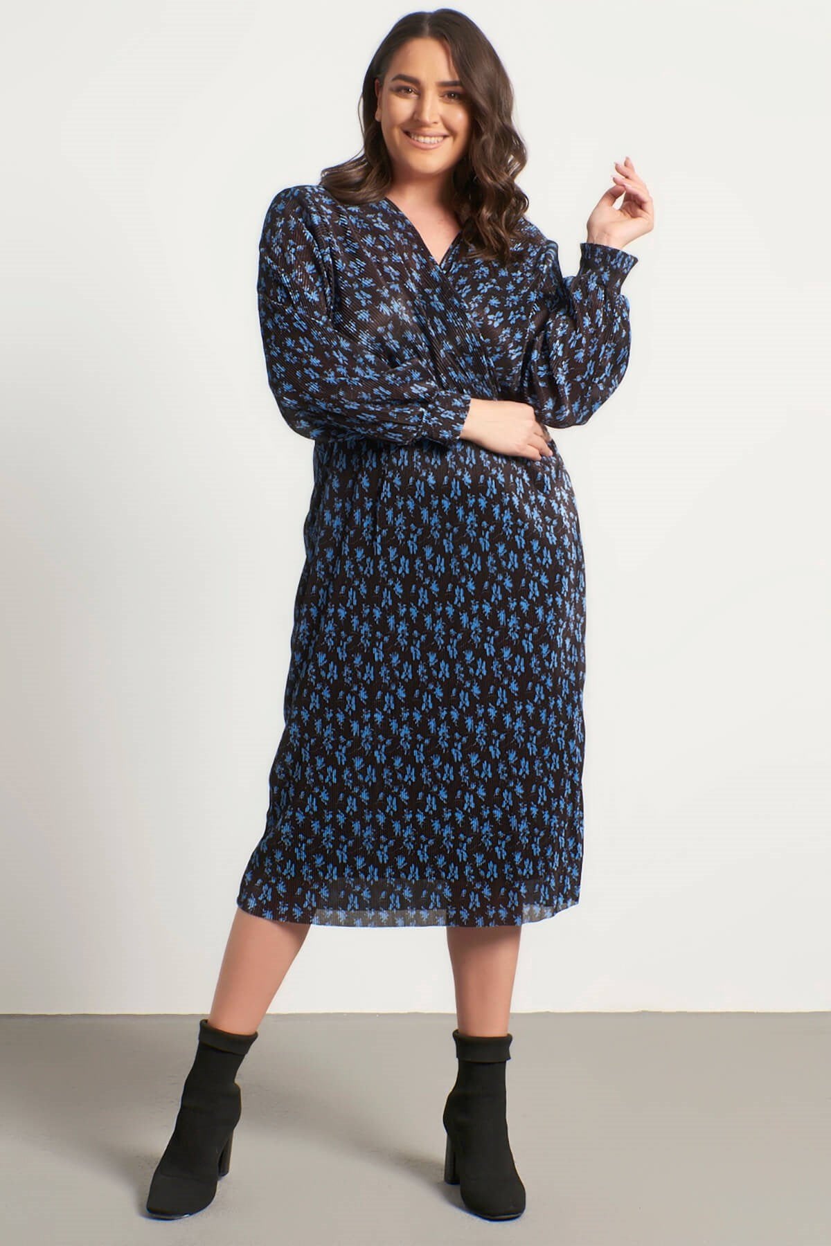 Anvelop Astarlı Plise Elbise