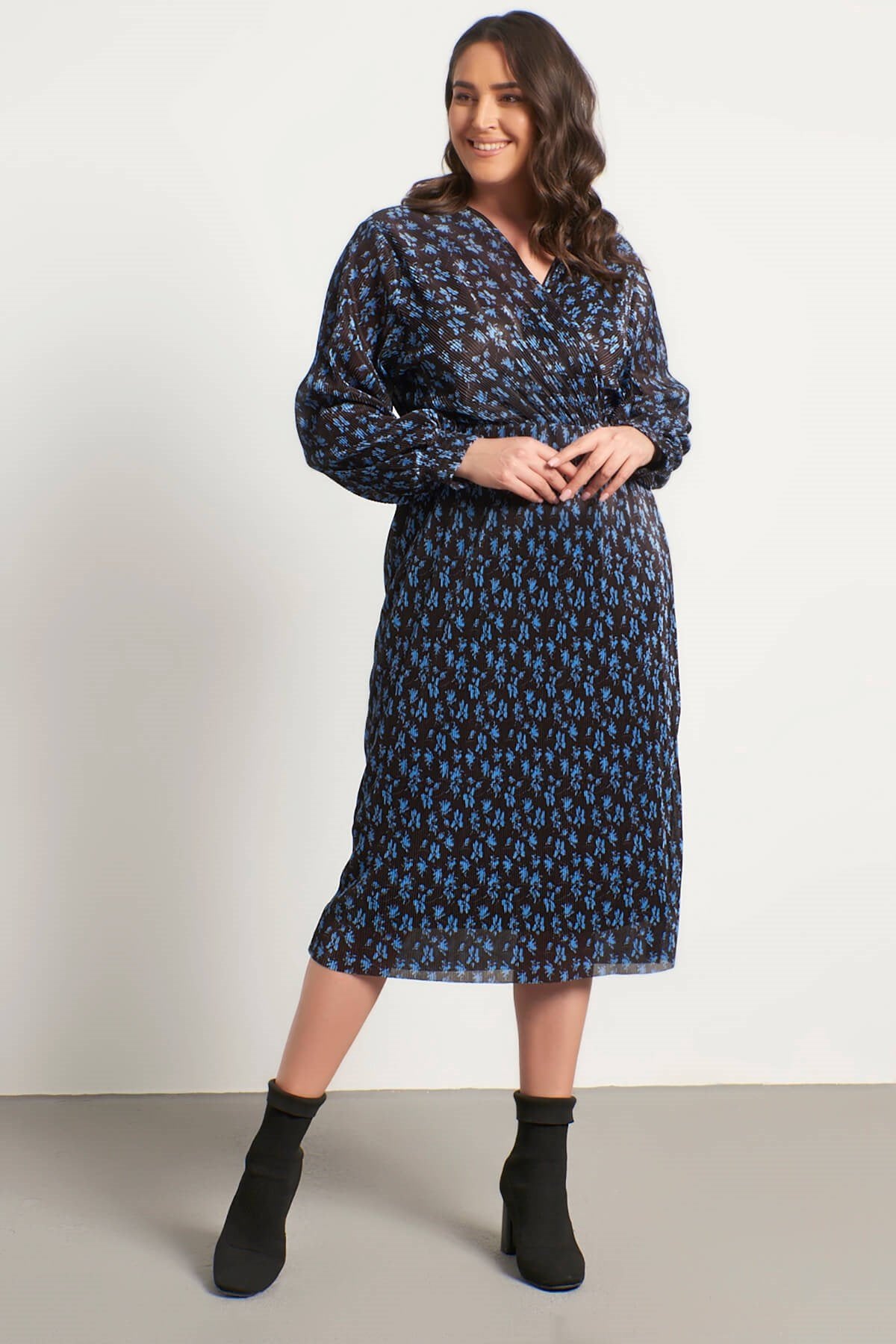 Anvelop Astarlı Plise Elbise