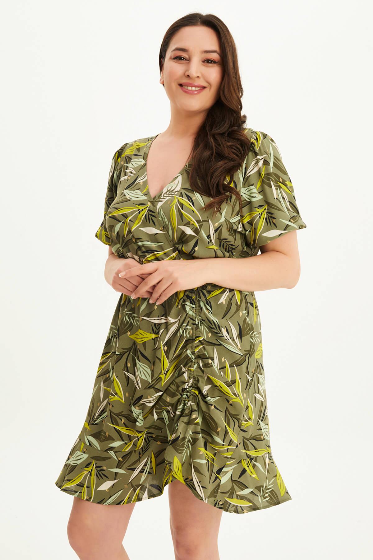 Anvelop Büzgü Detaylı Elbise