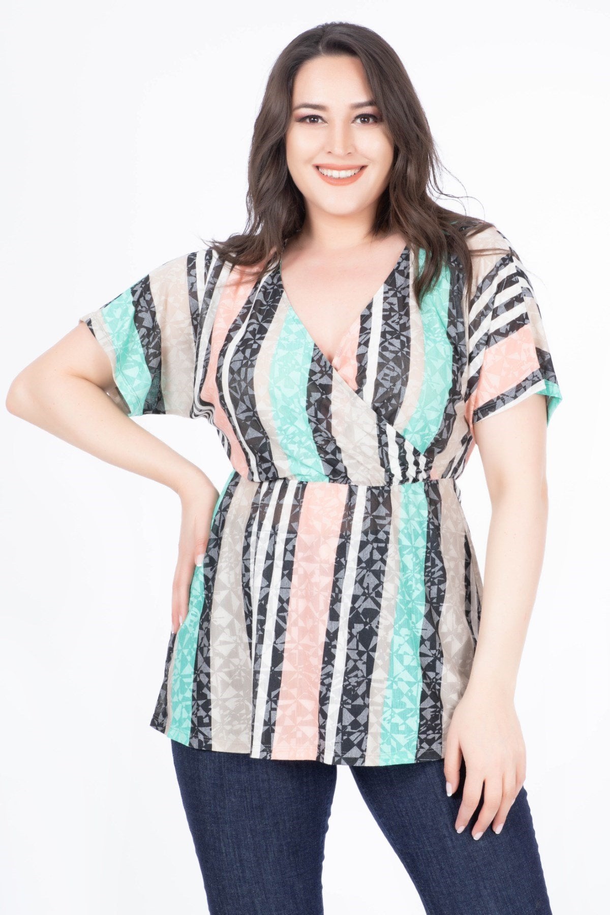 Anvelop Çizgili Bluz