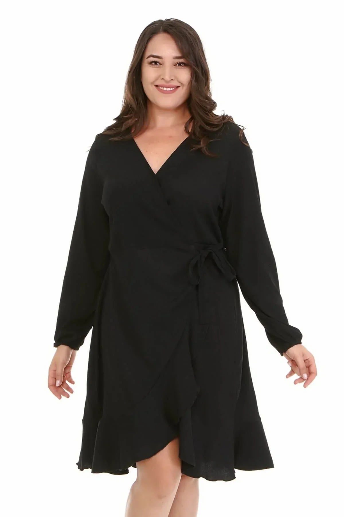 Anvelop Eteği Volanlı Elbise