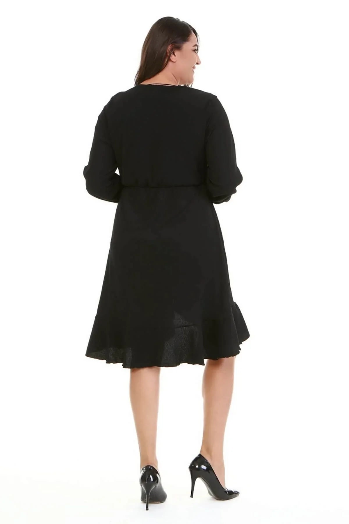 Anvelop Eteği Volanlı Elbise
