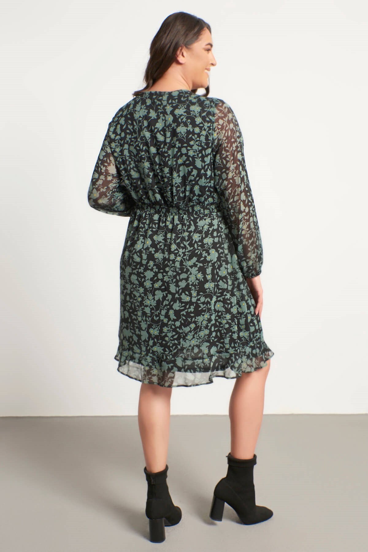 Anvelop Gipe Detaylı Şifon Elbise