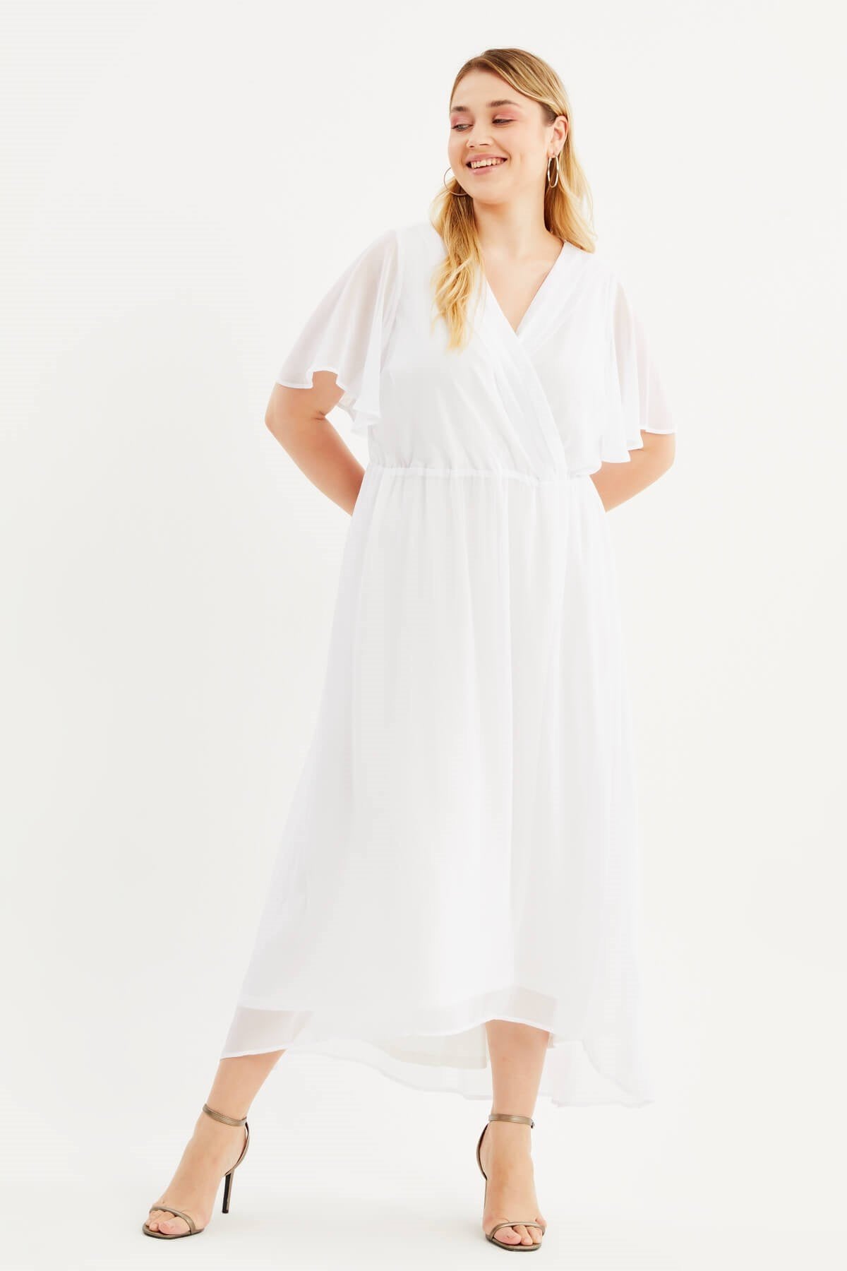 Anvelop Pelerin Kol Şifon Elbise