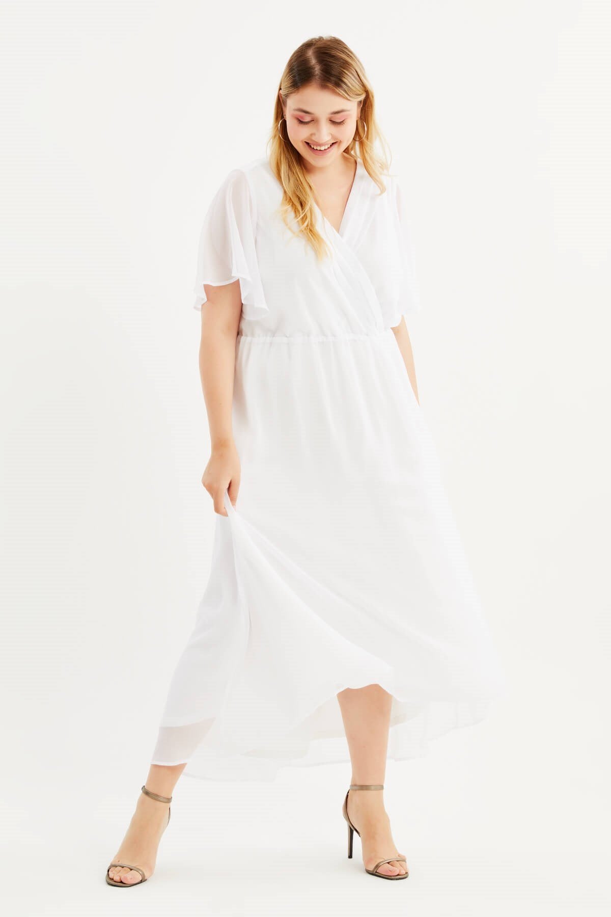 Anvelop Pelerin Kol Şifon Elbise