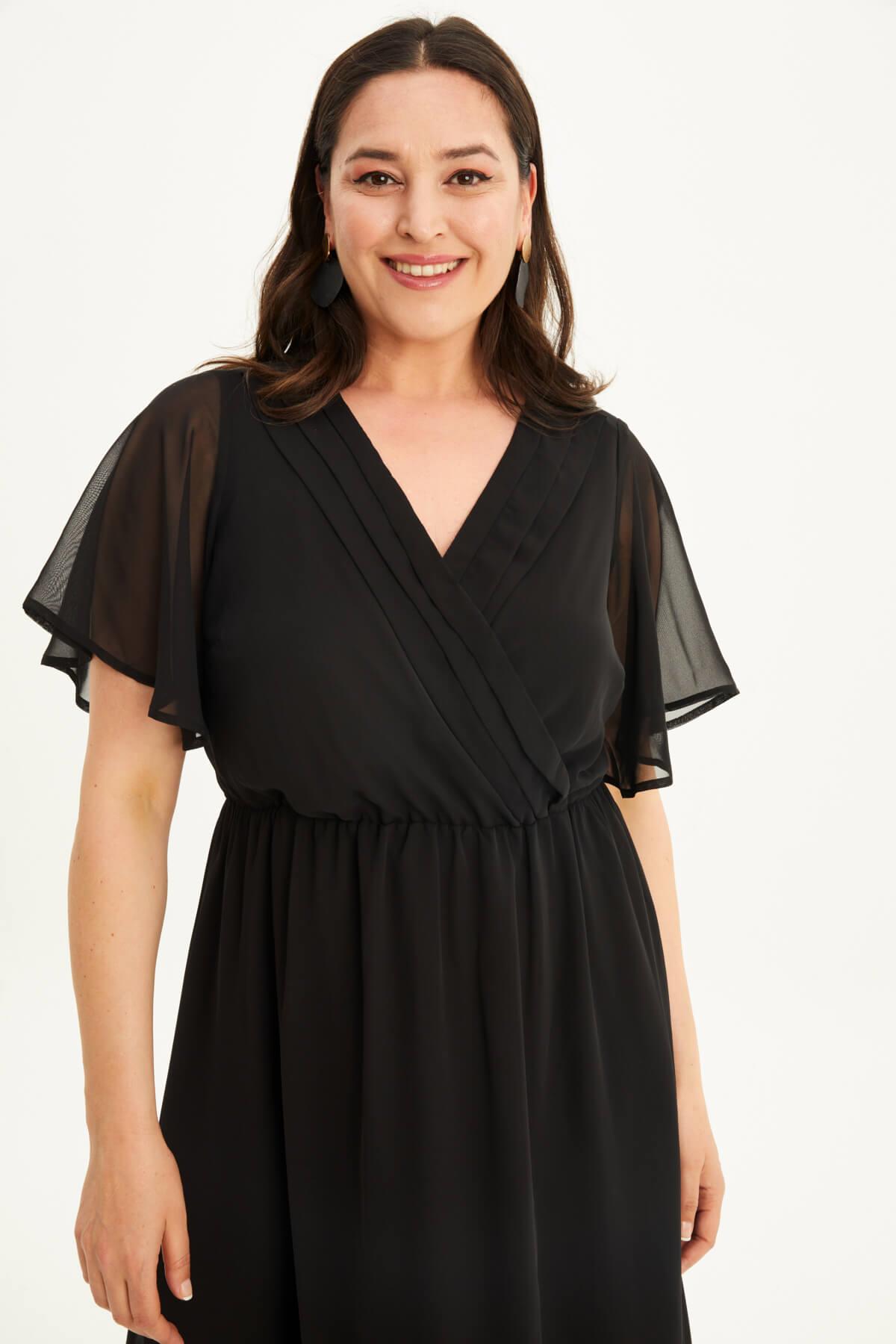 Anvelop Pelerin Kol Şifon Elbise