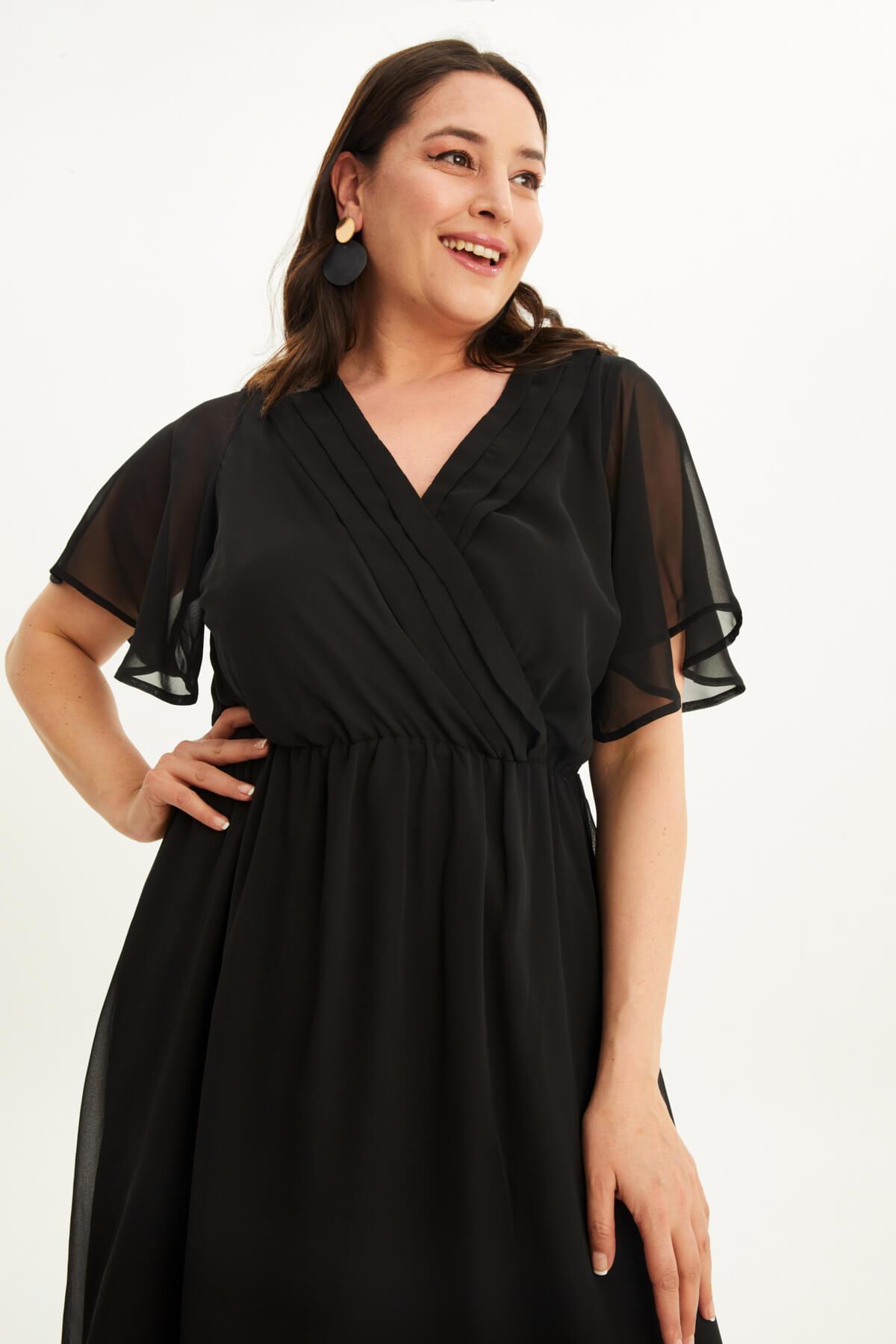 Anvelop Pelerin Kol Şifon Elbise