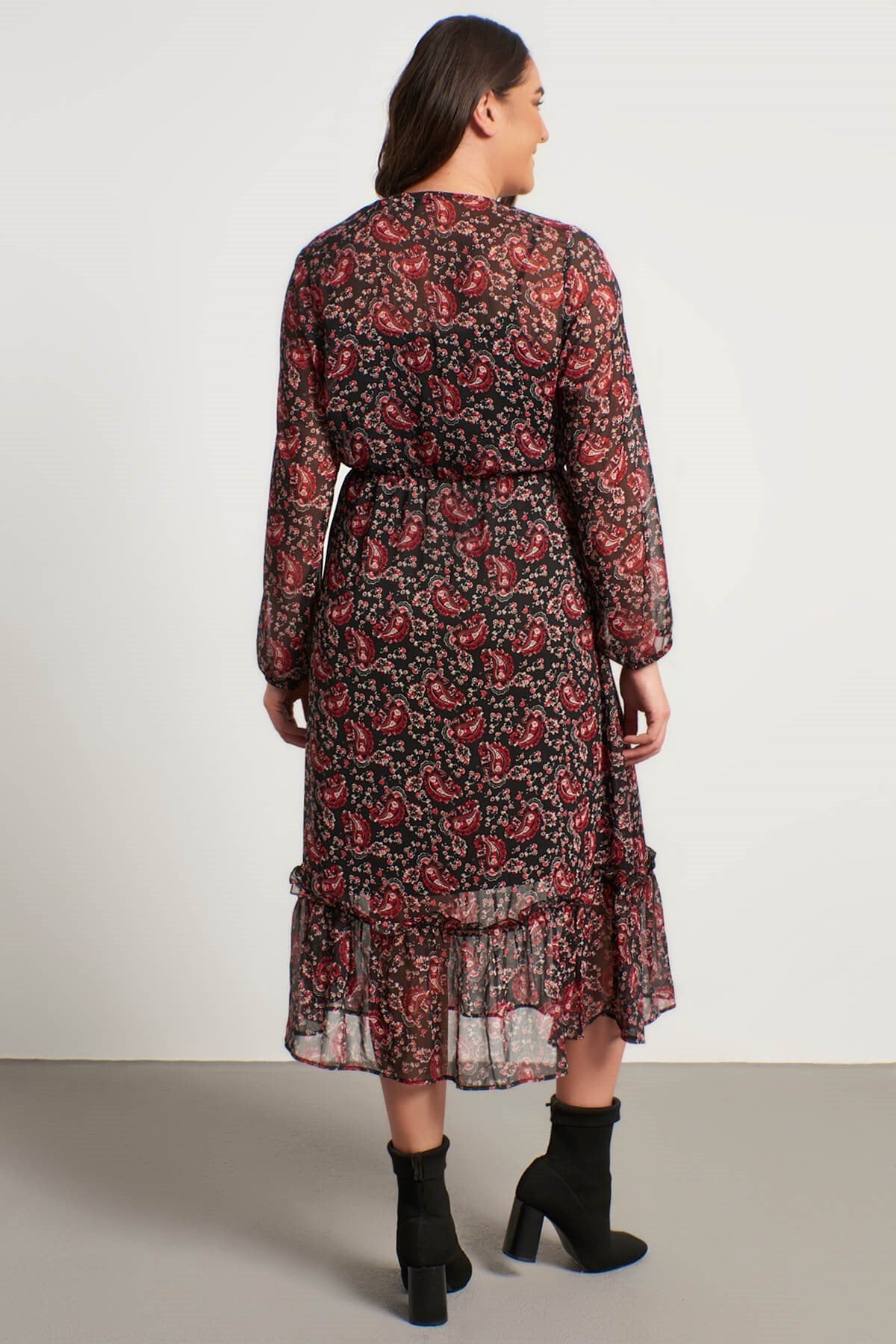 Anvelop Şifon Astarlı Fırfır Detay Elbise