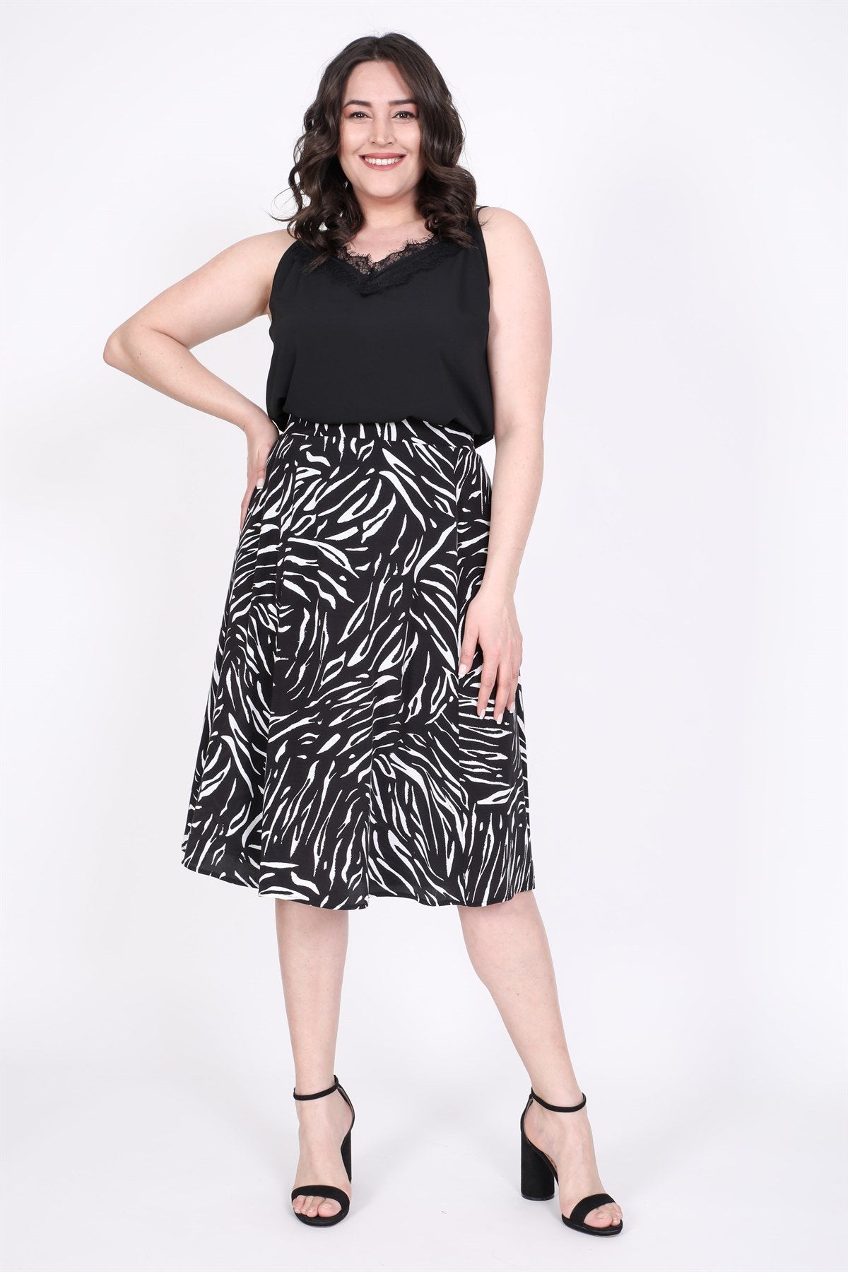 Arka Bel Lastikli Çan Etek