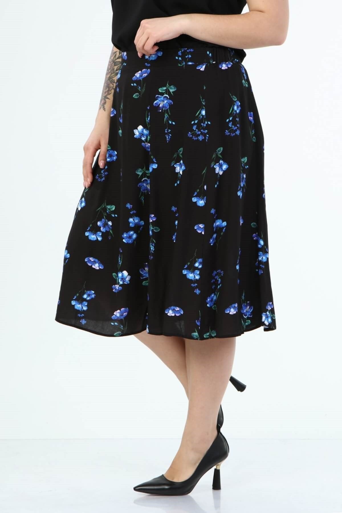 Arka Bel Lastikli Çan Etek