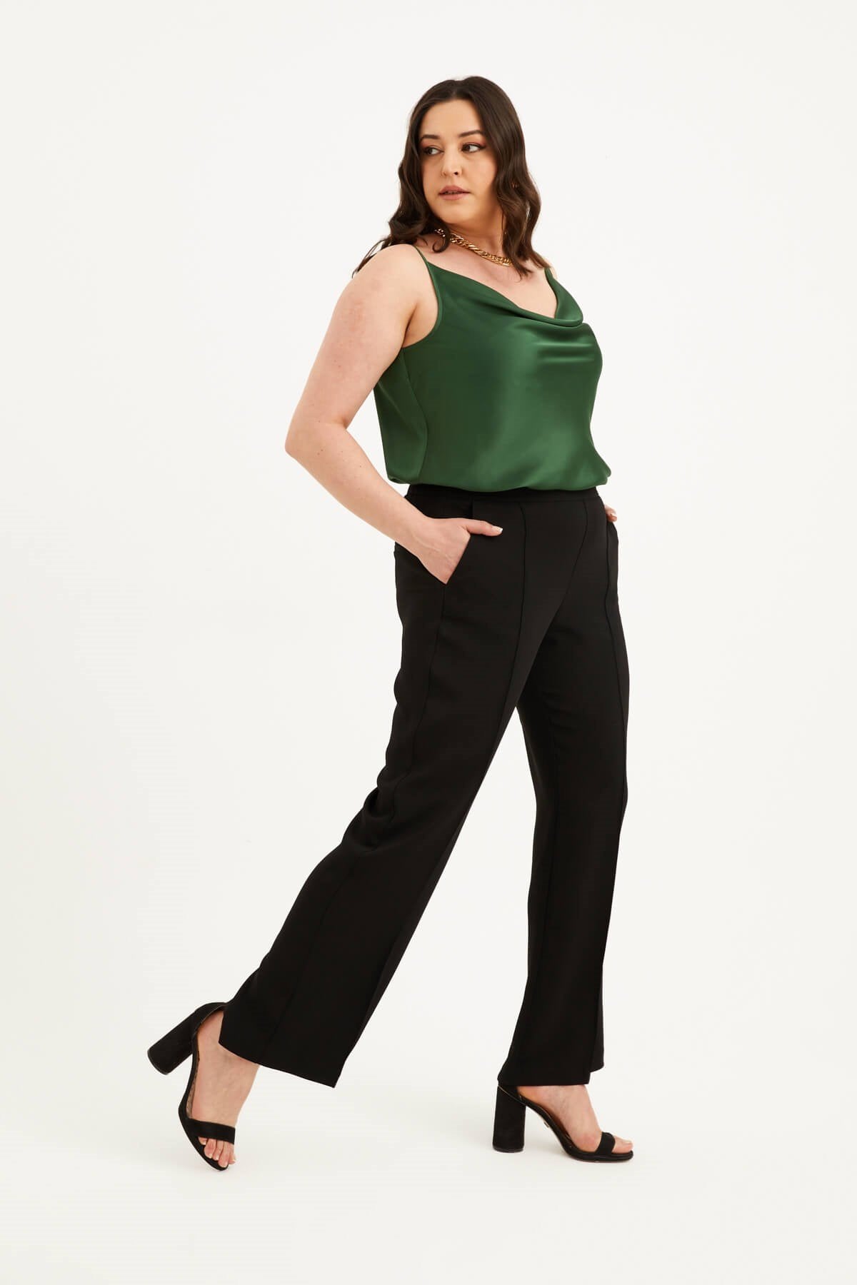 Arka Beli Lastikli Palazzo Pantolon