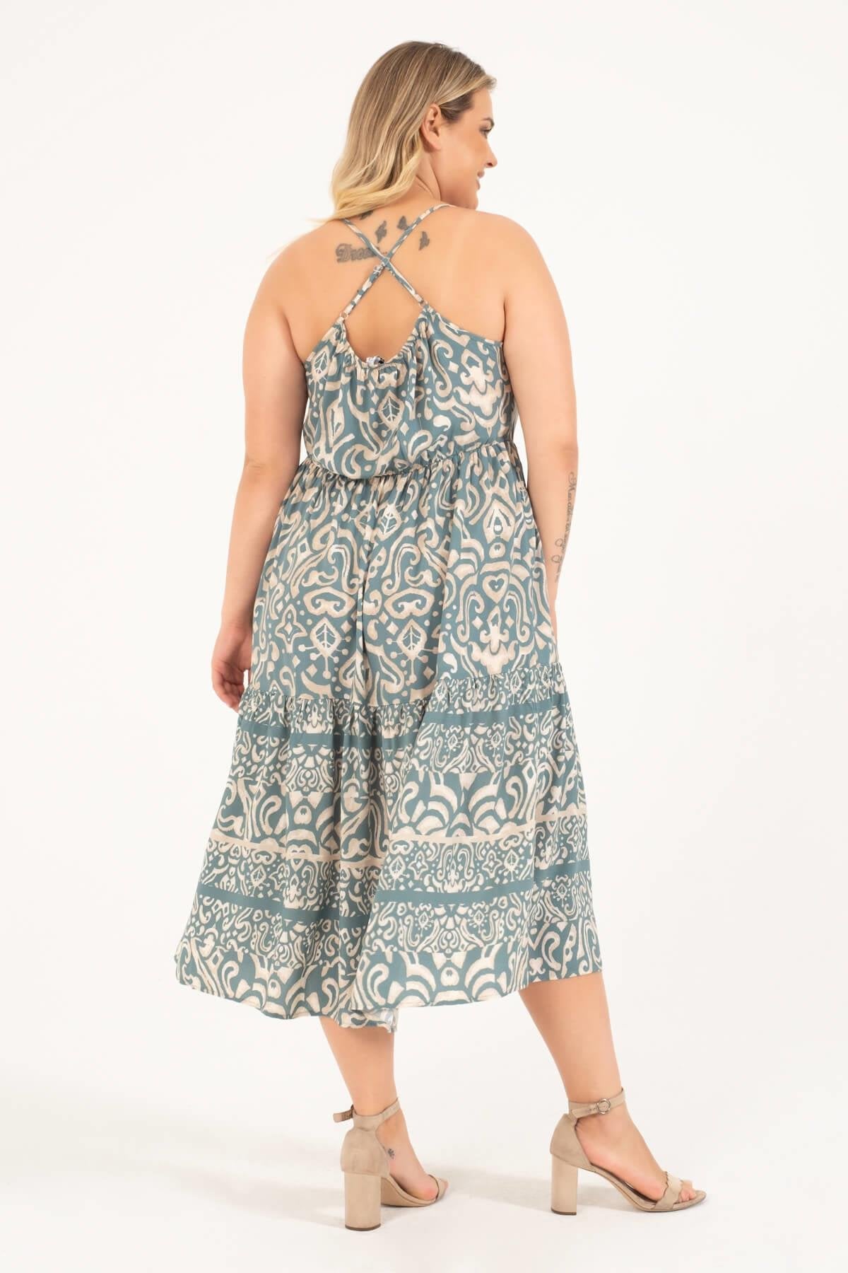 Arkası Çapraz Yakası Büzgülü Elbise