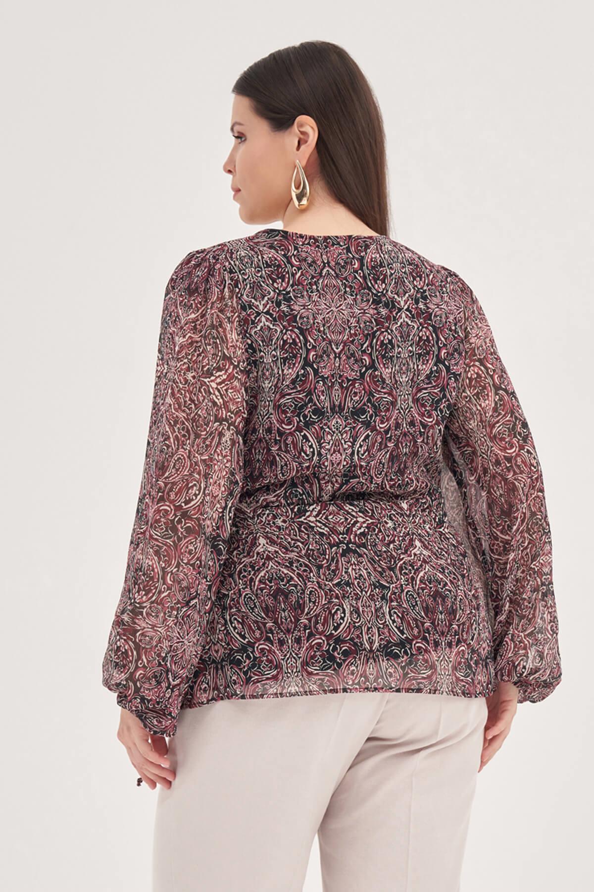 Astarlı Bağlama Detaylı Şifon Bluz