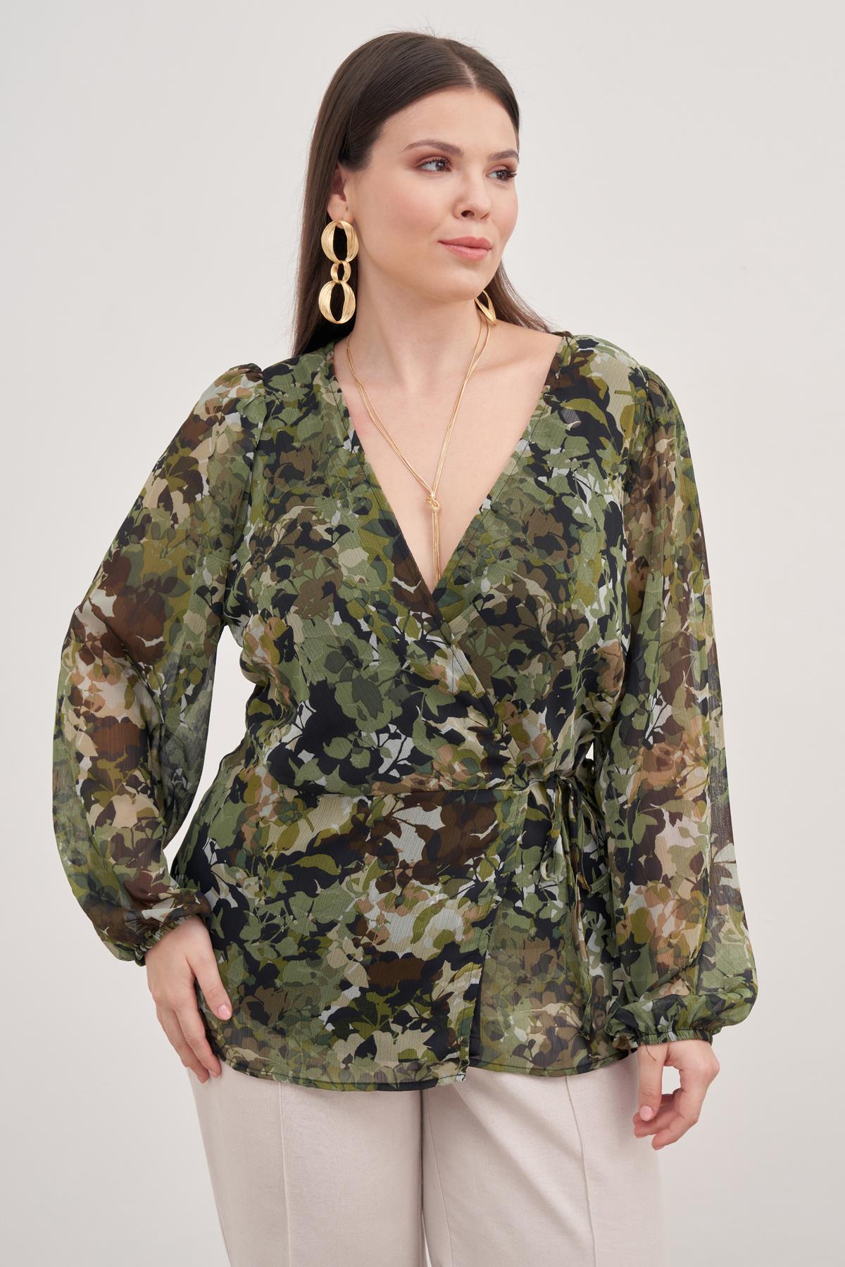 Astarlı Bağlama Detaylı Şifon Bluz