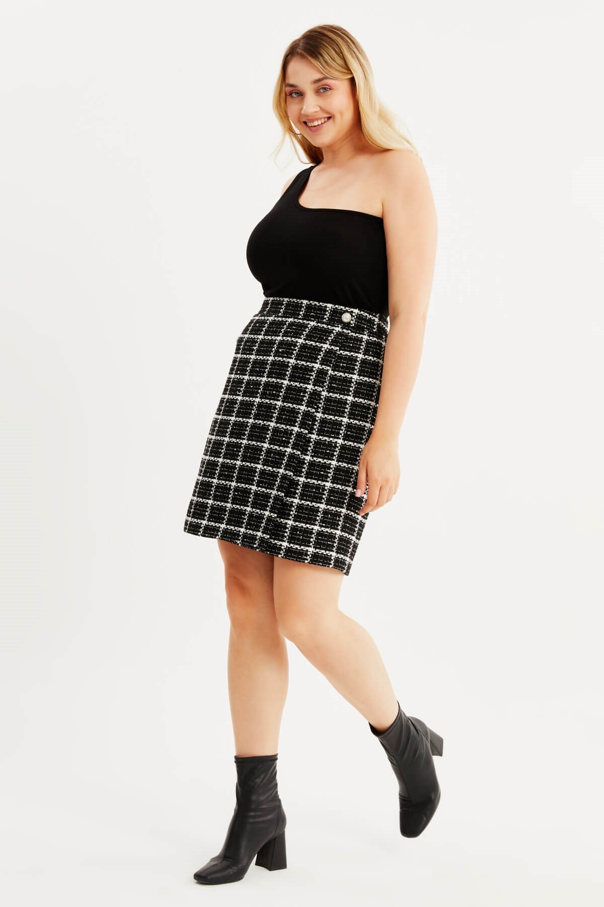 Astarlı Beli Lastikli Tüvit Etek