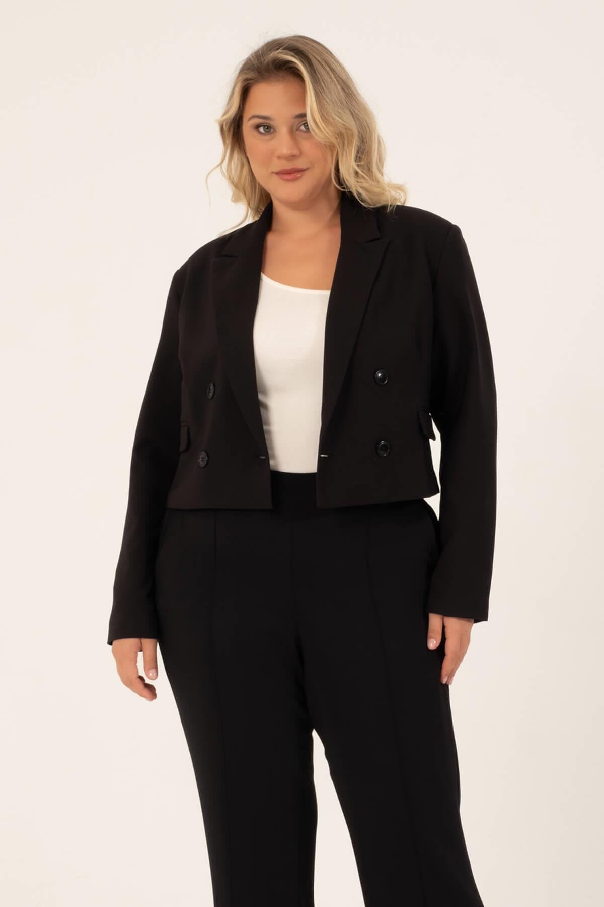 Astarlı Blazer Crop Ceket