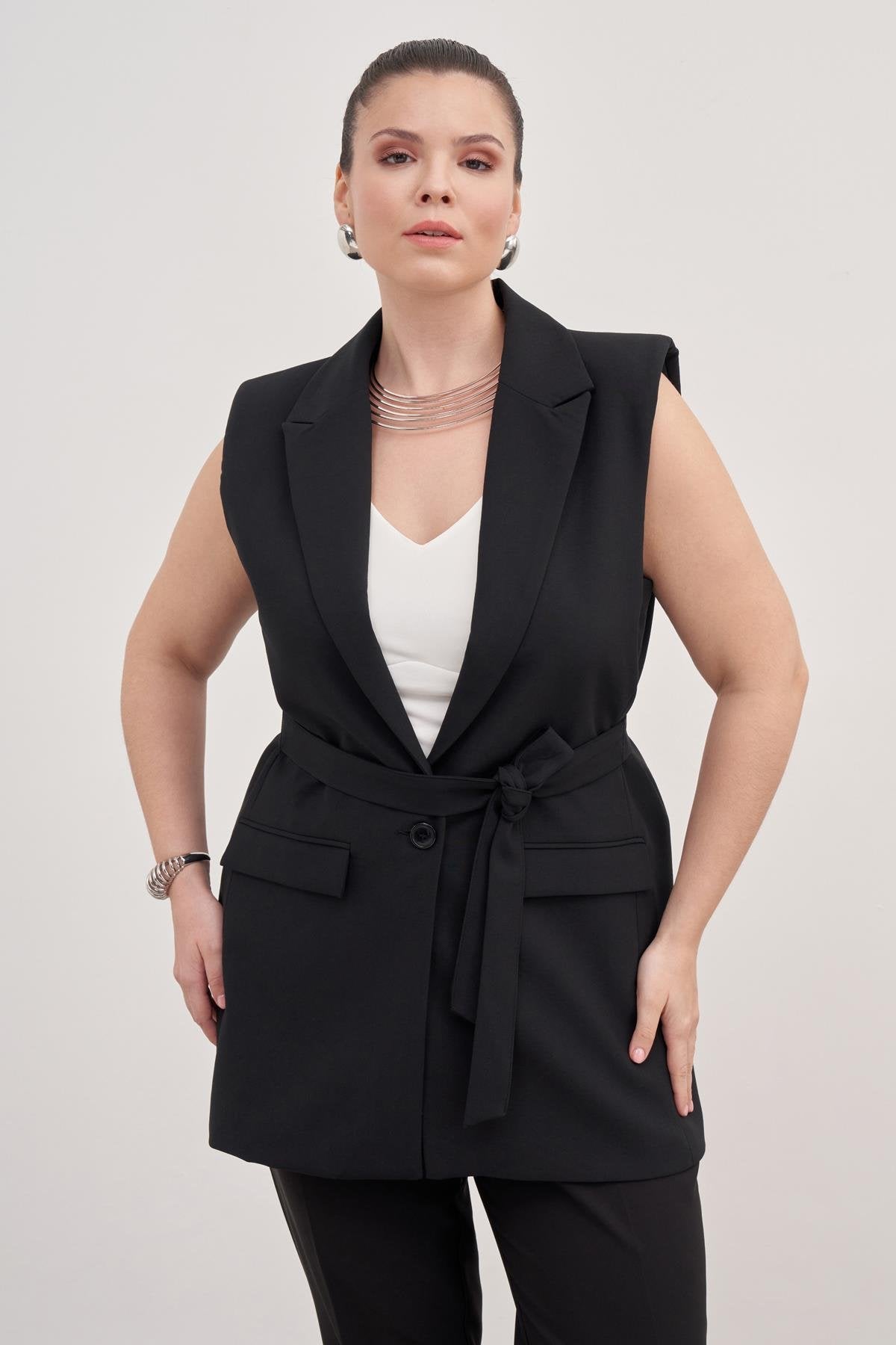 Astarlı Kuşaklı Uzun Yelek