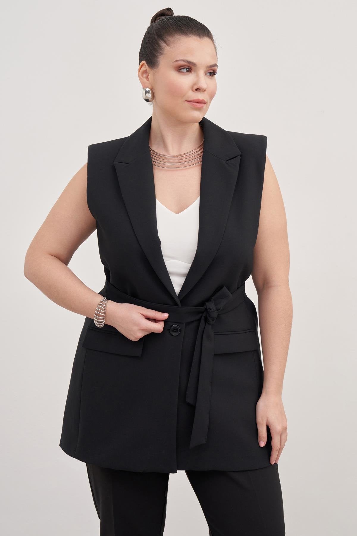 Astarlı Kuşaklı Uzun Yelek