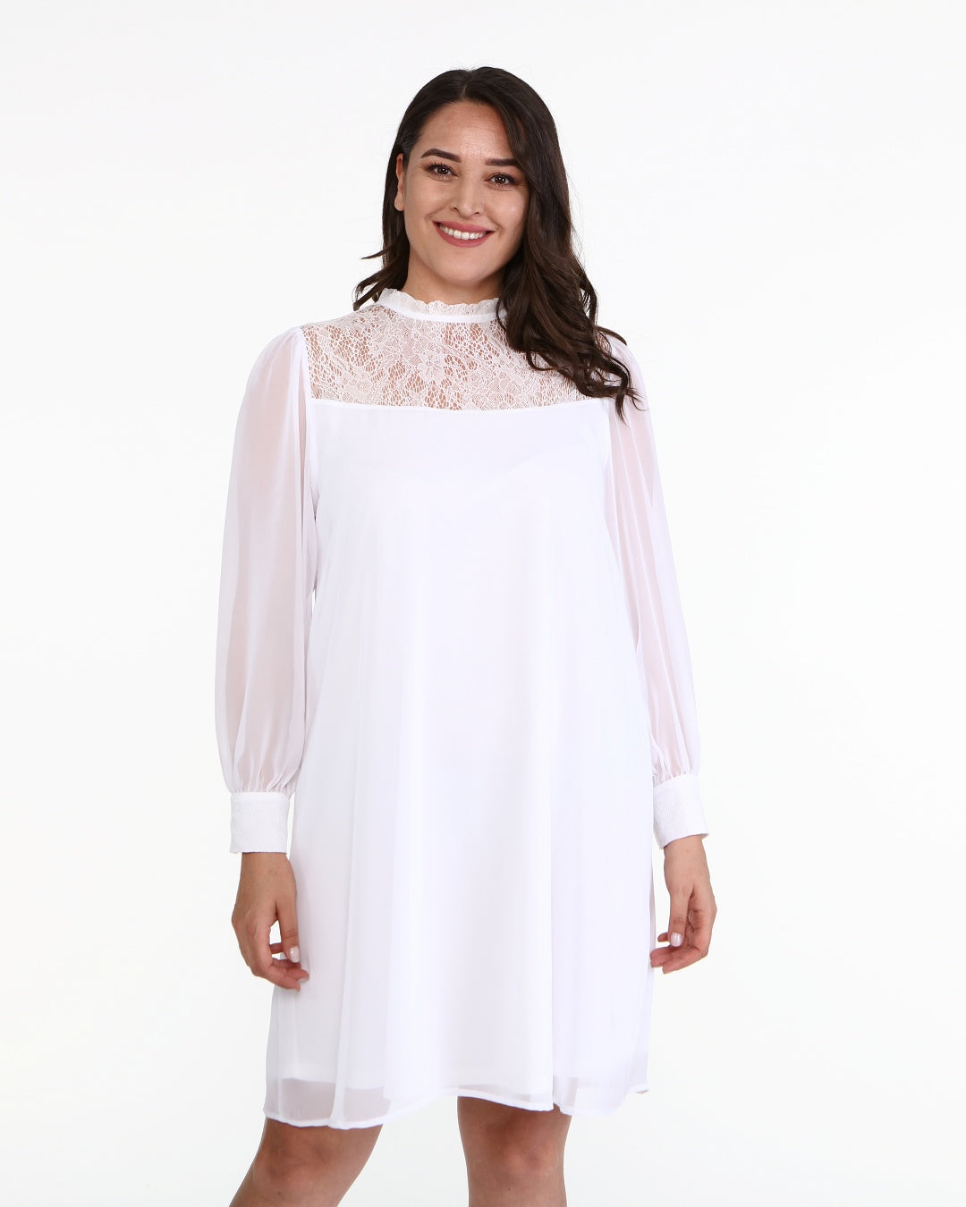 Astarlı Şifon Dantel Detay Elbise