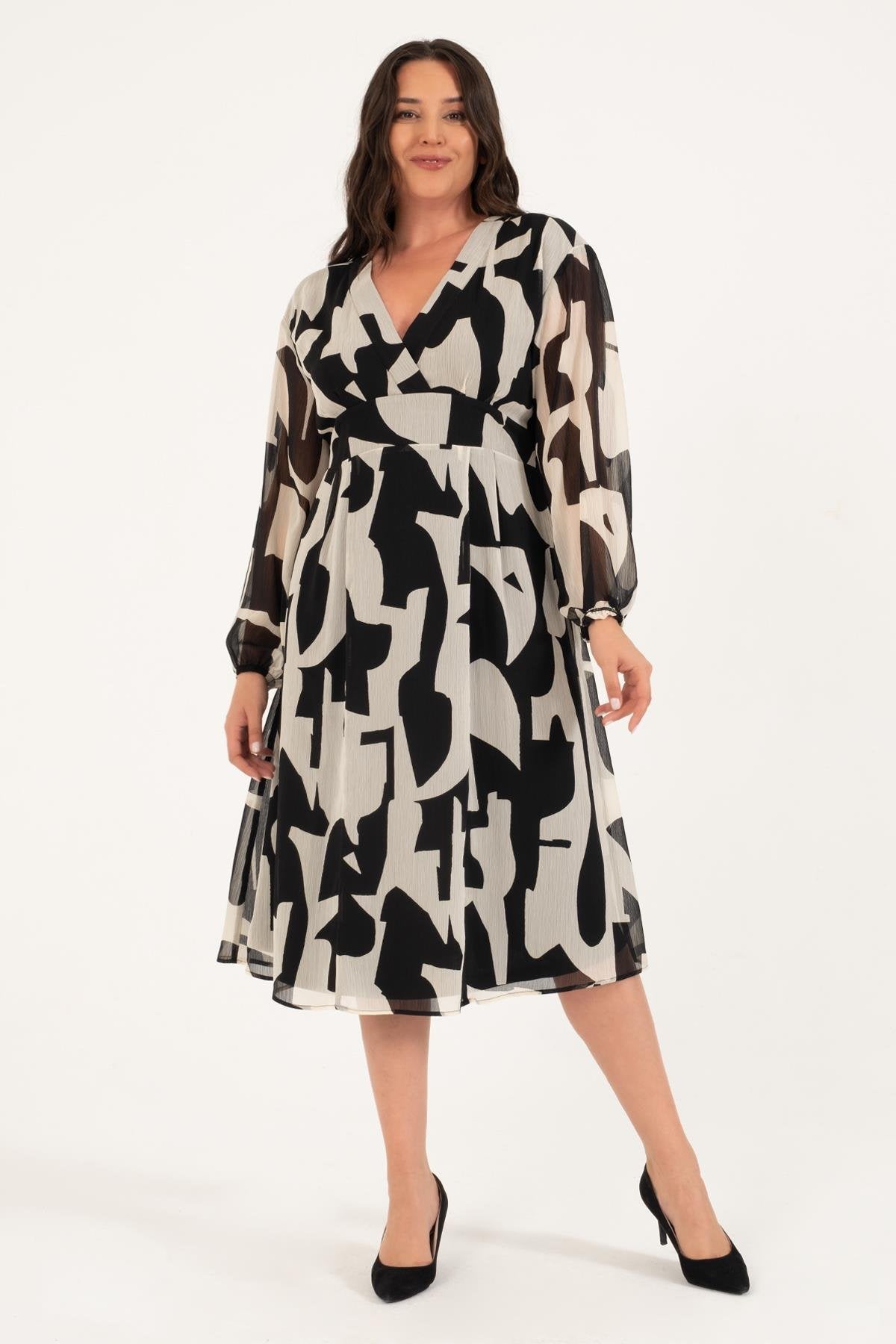 Astarlı Şifon Gipe Detay Elbise