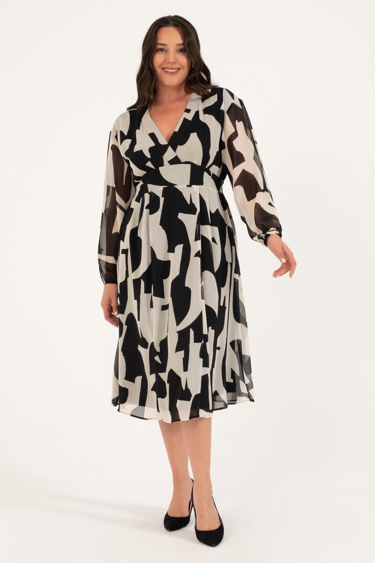 Astarlı Şifon Gipe Detay Elbise