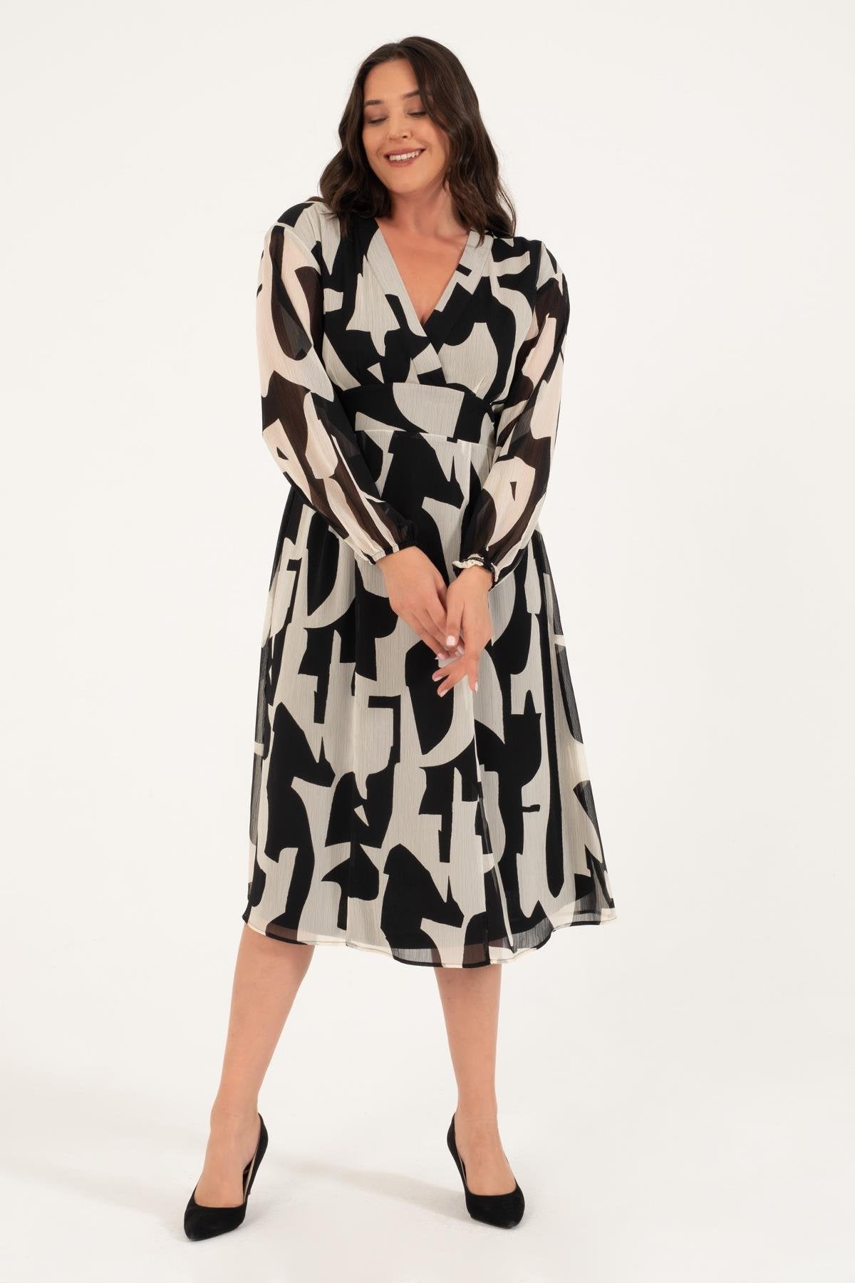 Astarlı Şifon Gipe Detay Elbise