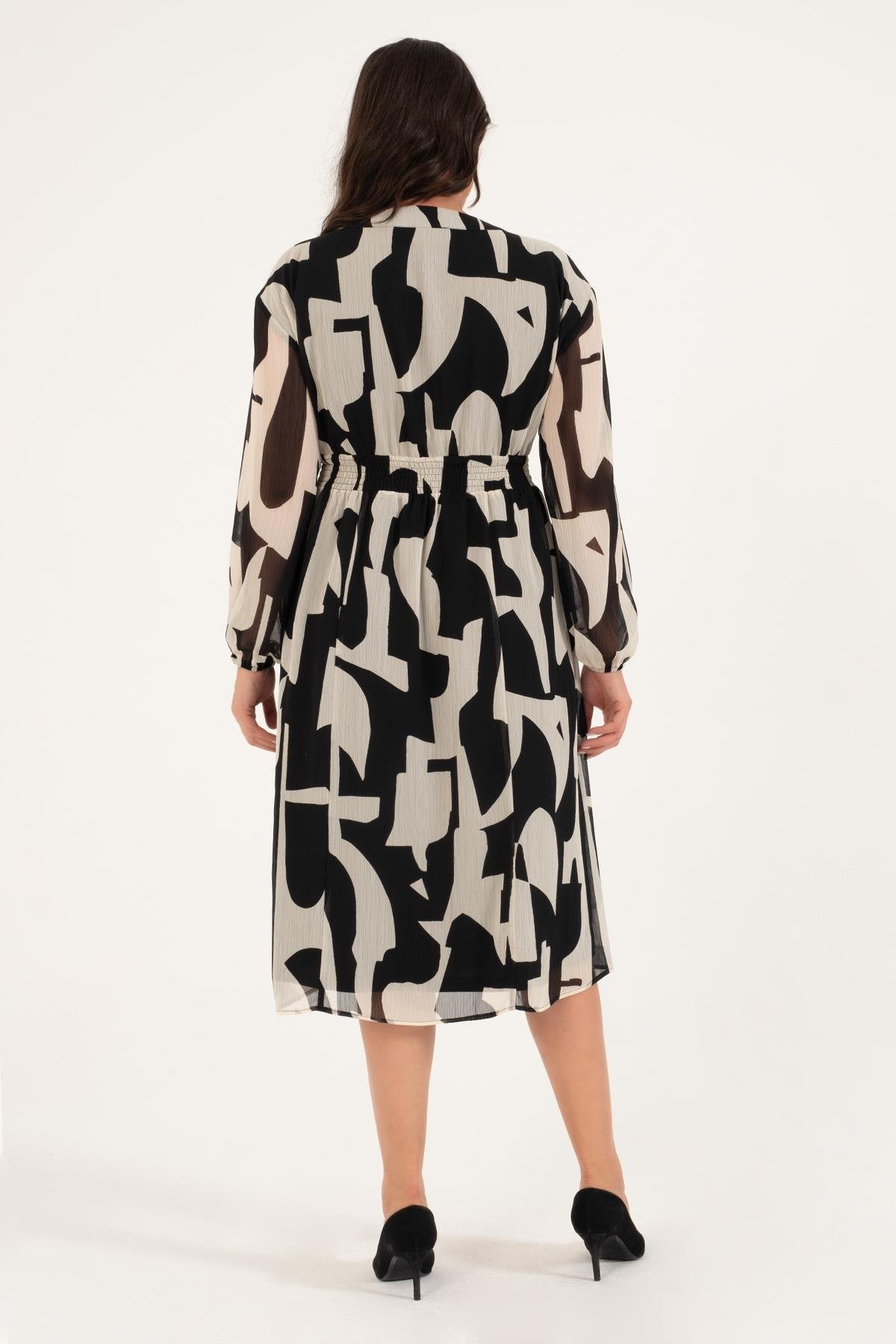 Astarlı Şifon Gipe Detay Elbise