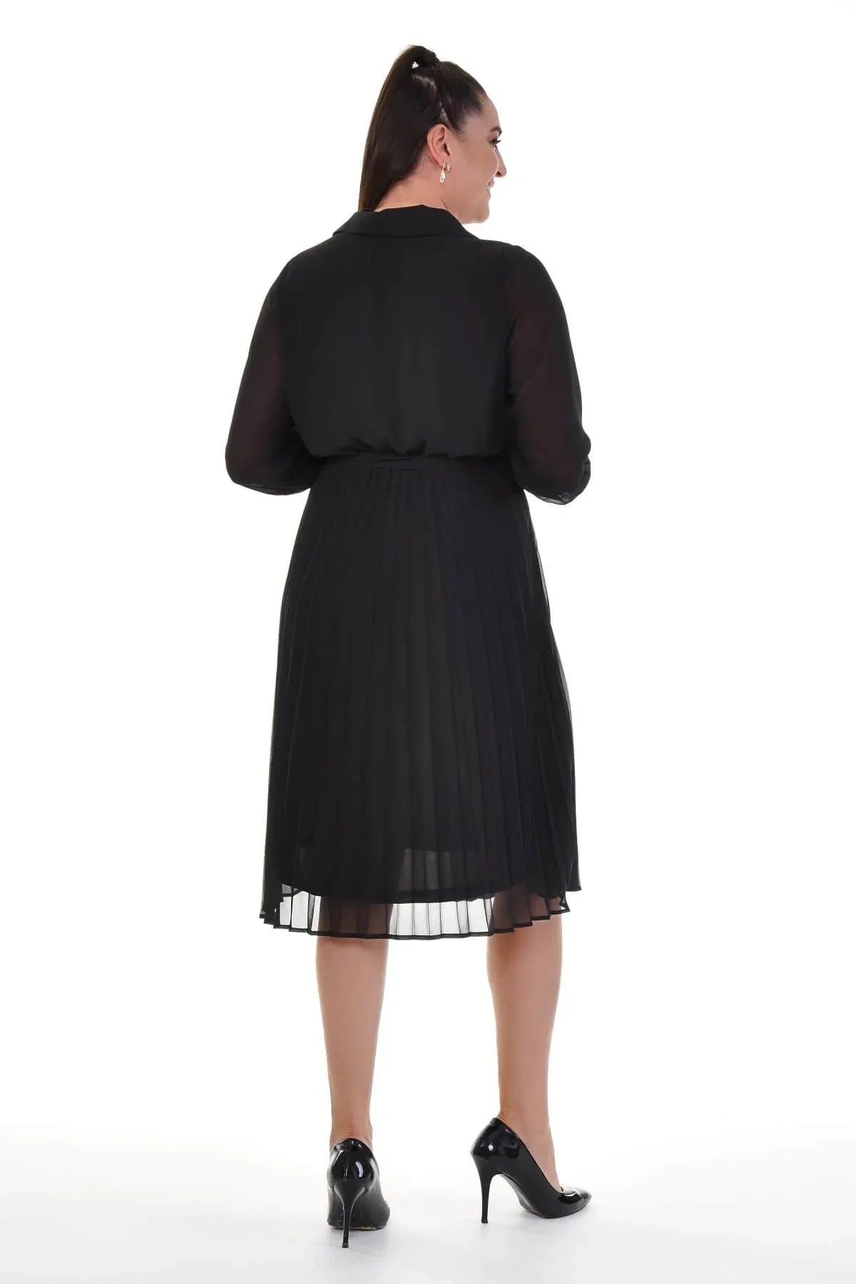 Astarlı Şifon Pliseli Elbise