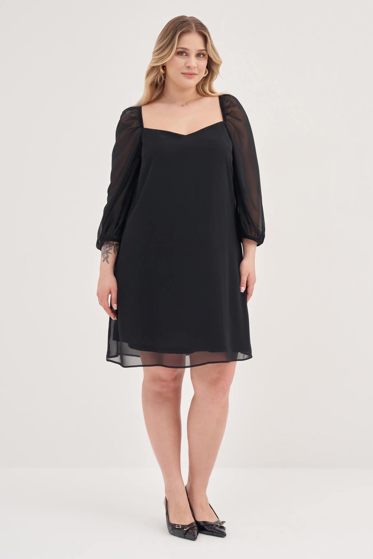 Astarlı Şifon Prenses Kol Elbise