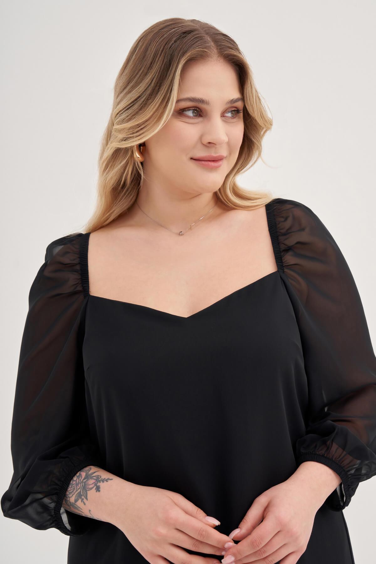 Astarlı Şifon Prenses Kol Elbise