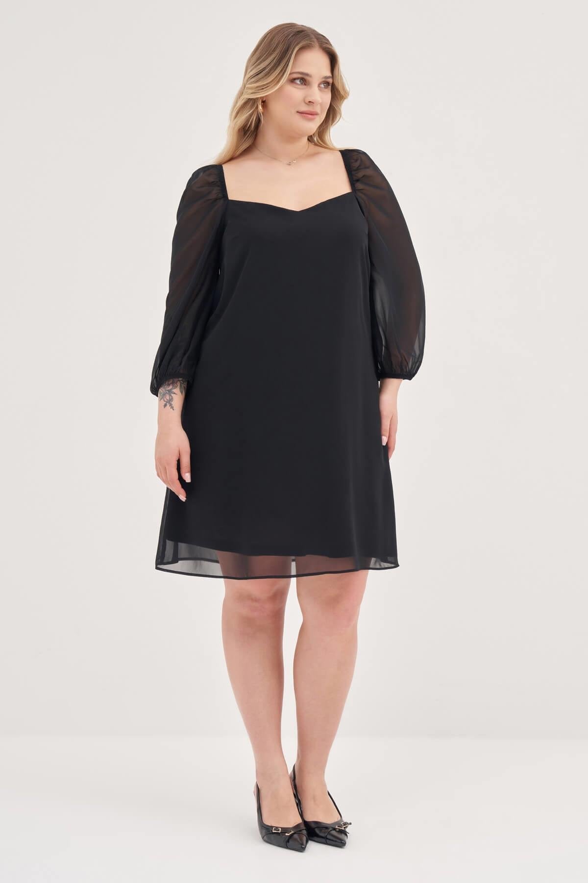 Astarlı Şifon Prenses Kol Elbise