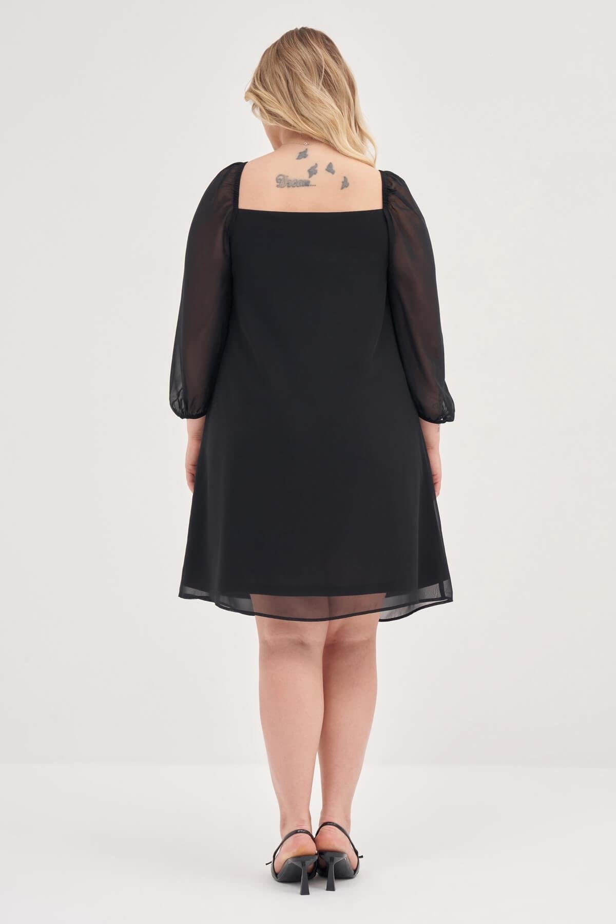 Astarlı Şifon Prenses Kol Elbise