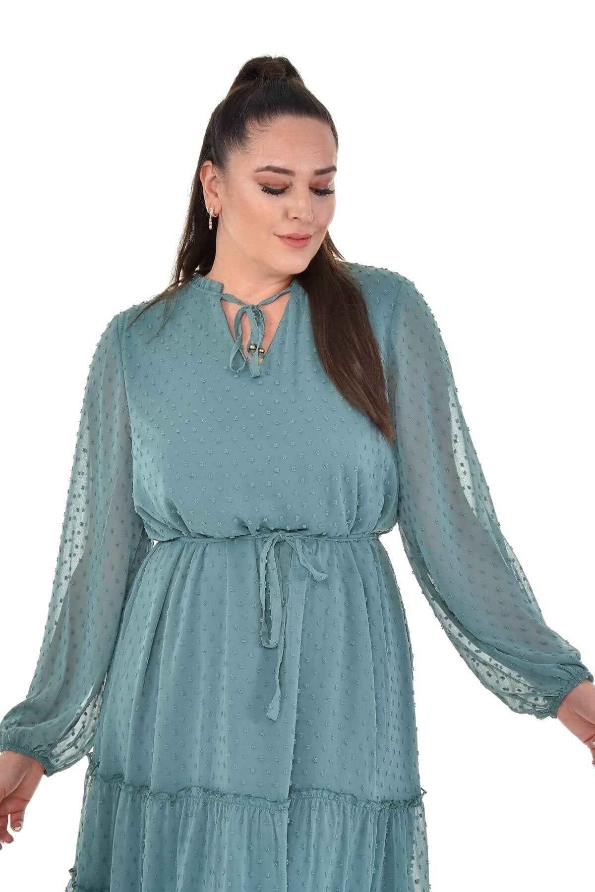 Bağcıklı Eteği Fırfırlı Elbise