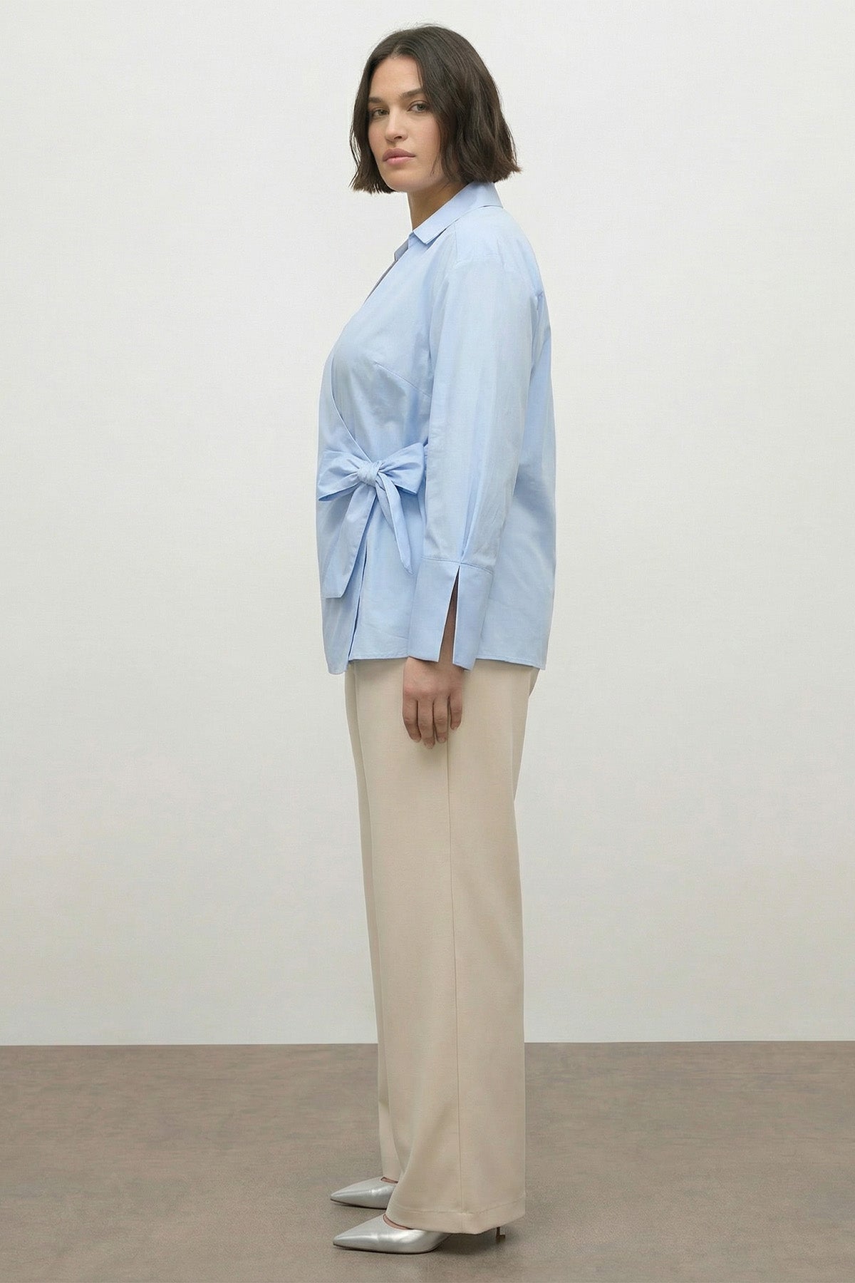 Bağlama Detaylı Poplin Bluz