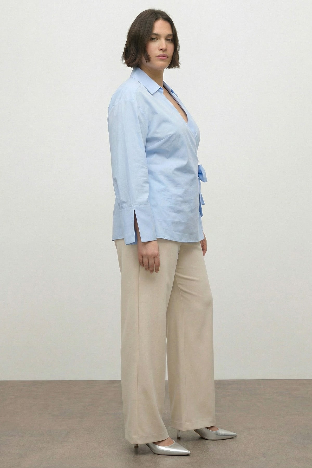 Bağlama Detaylı Poplin Bluz