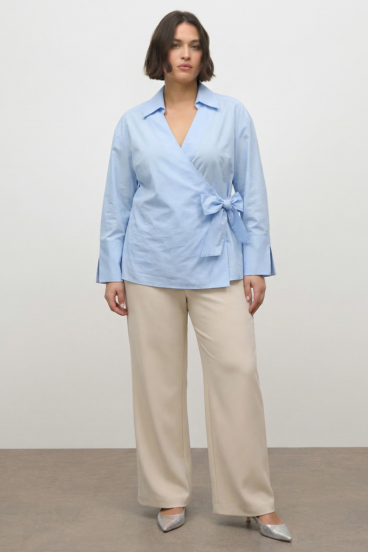 Bağlama Detaylı Poplin Bluz