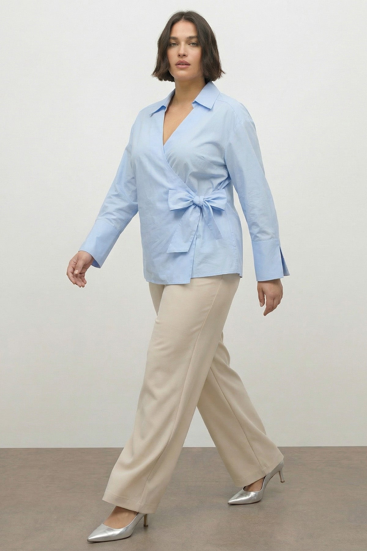 Bağlama Detaylı Poplin Bluz