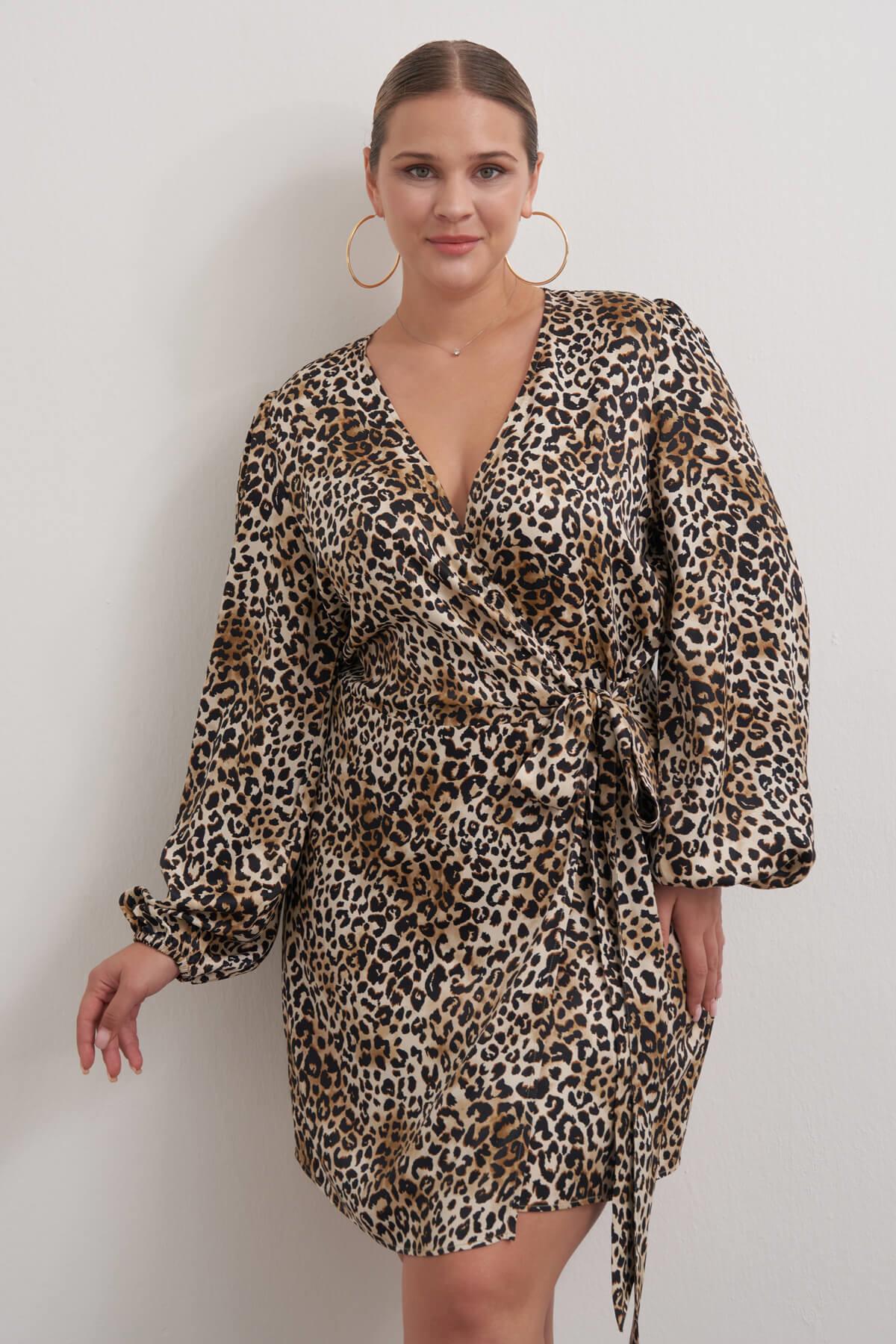 Beli Kuşaklı Leopar Elbise