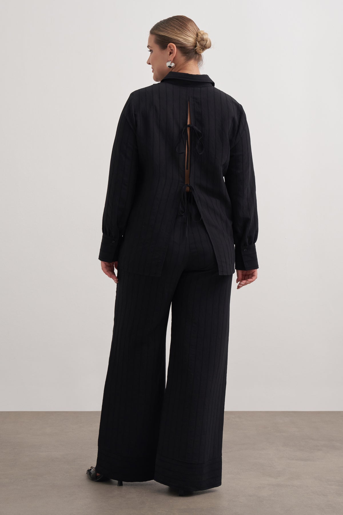 Beli Lastikli Cepli Çizgili Pantolon