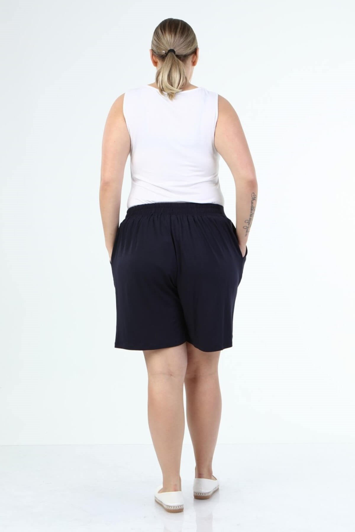 Beli Lastikli Cepli Penye Şort