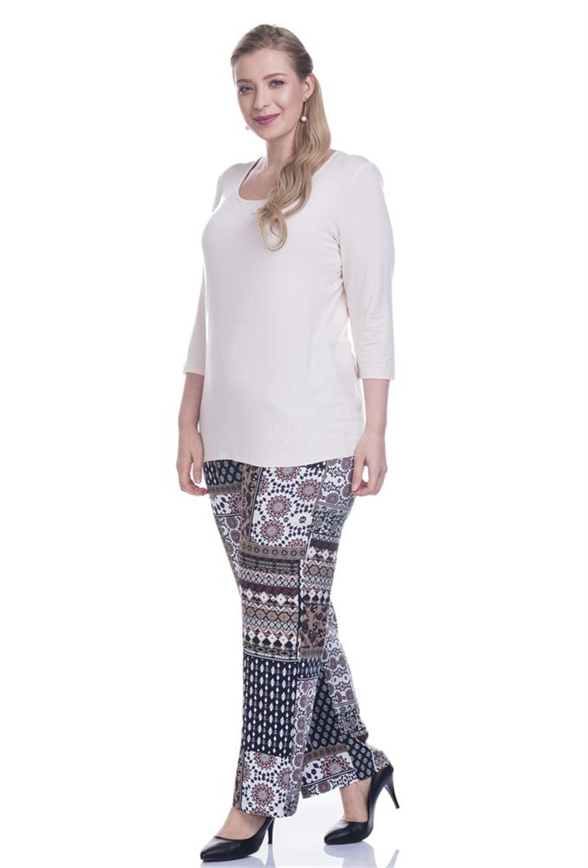 Beli Lastikli Desenli Pantolon