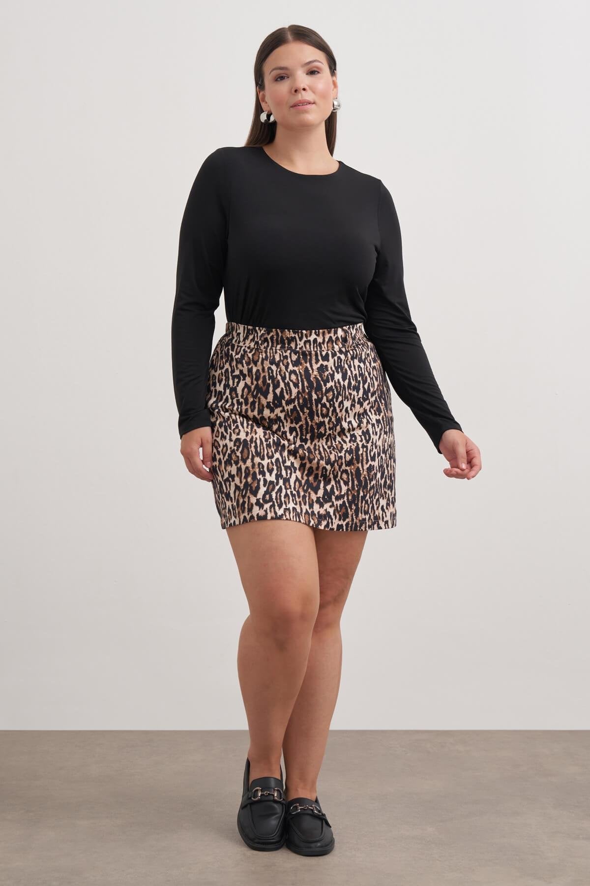 Beli Lastikli Leopar Şort Etek