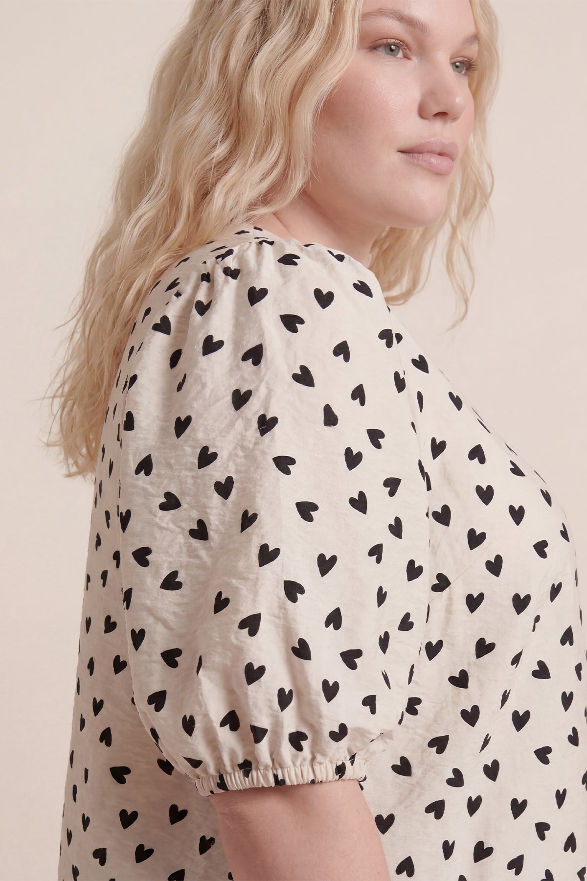 Bisiklet Yaka Desenli Balon Kol Bluz