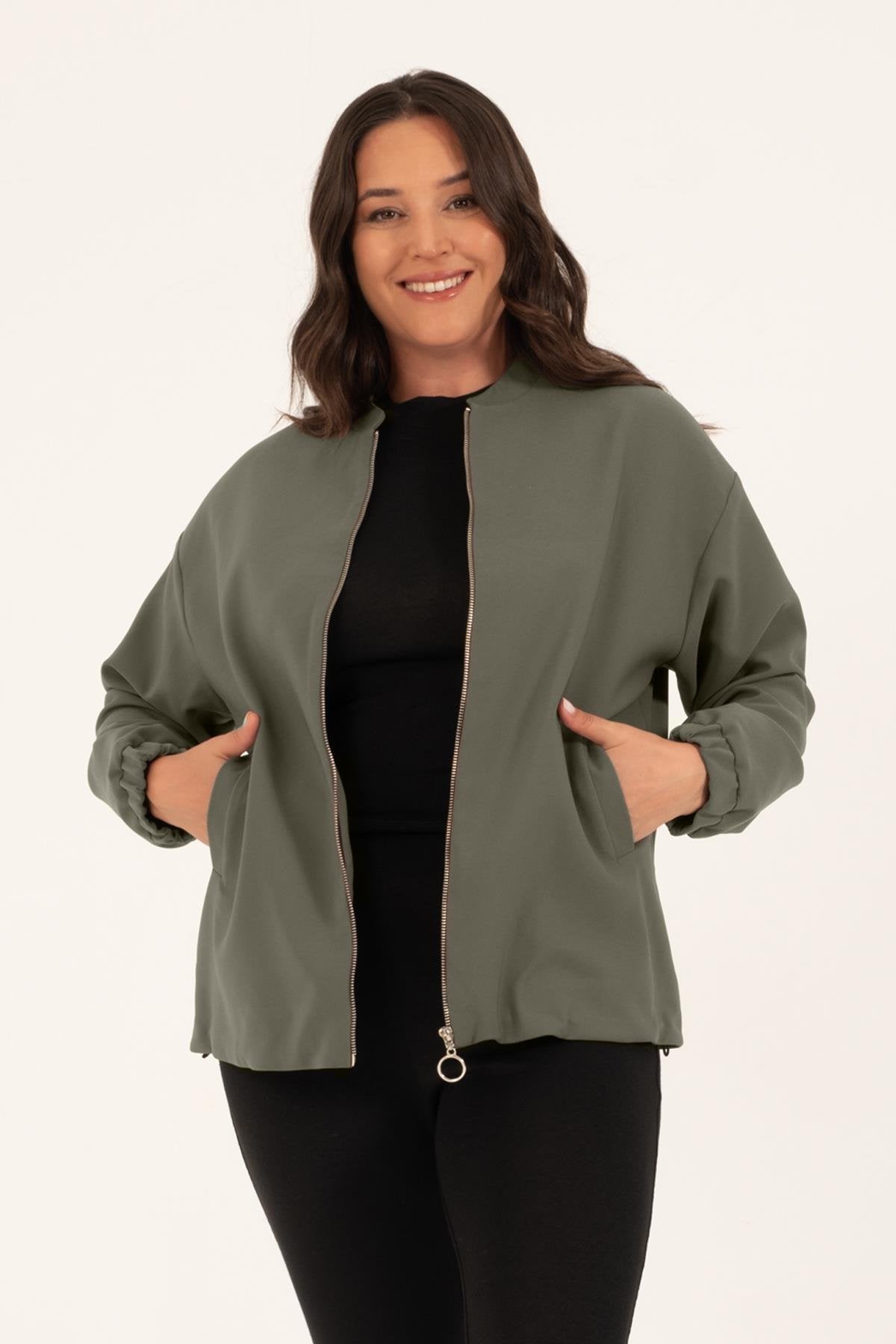 Cep Detaylı Astarlı Stoperli Bomber Ceket